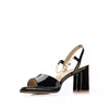 Sandale elegante damă cu toc din piele naturală - 4001 Negru Lac