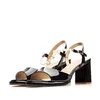 Sandale elegante damă cu toc din piele naturală - 4001 Negru Lac
