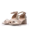 Sandale elegante damă cu toc din piele naturală, Pass Collection - 4009 Crem Box