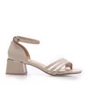 Sandale elegante damă cu toc din piele naturală, Pass Collection - 4009 Crem Box