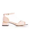 Sandale elegante damă cu toc mic din piele naturală - 907 Nude Lac