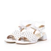 Sandale elegante damă cu toc mic din piele naturală, Karisma - 4004 Alb Box Perforat
