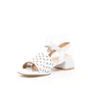 Sandale elegante damă cu toc mic din piele naturală, Karisma - 4004 Alb Box Perforat