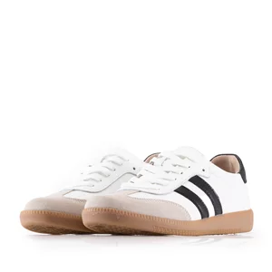 Sneakers damă din piele naturală - 3502 Alb Gri Box Nabuc