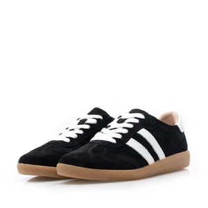 Sneakers damă din piele naturală - 3502 Negru Velur