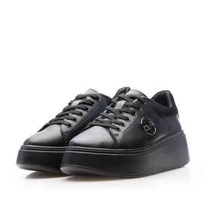 Sneakers damă din piele naturală -  3503 Negru Box