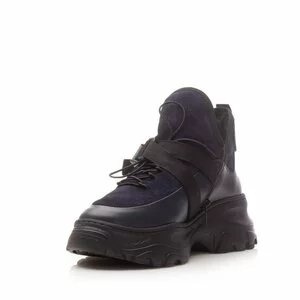 Sneakers damă din piele naturală, Leofex - 288-1 Blue Box Velur