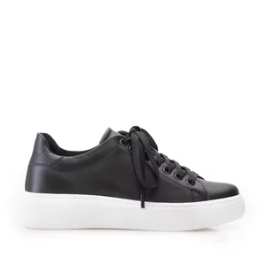 Sneakers damă din piele naturală, Leofex - 310-1 Negru box