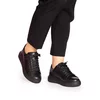 Sneakers damă din piele naturală, Leofex - 310 Negru box