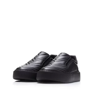 Sneakers damă din piele naturală, Leofex - 362 Negru Box