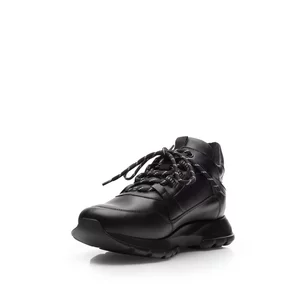 Sneakers bărbați din piele naturală, Leofex - 744 Negru Box